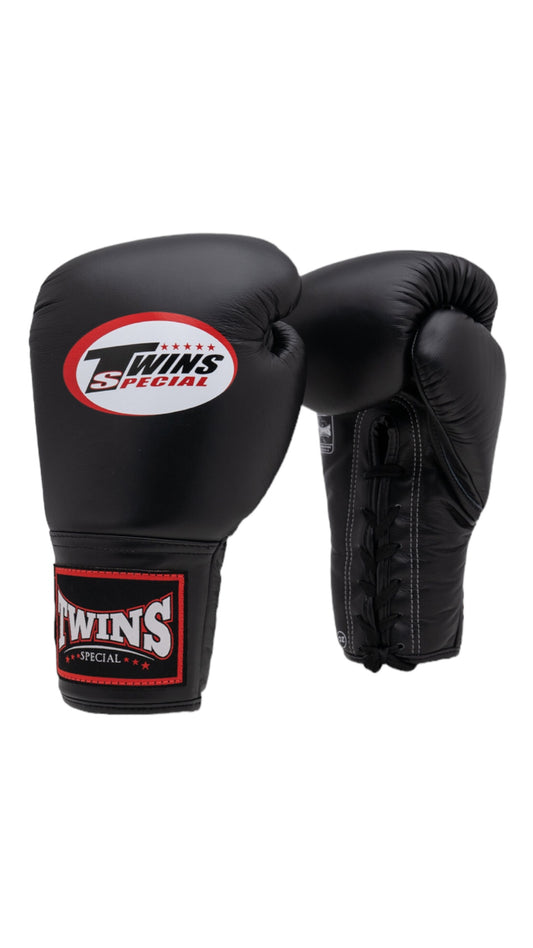 TWINS - Lace Up Boxing Gloves - Black