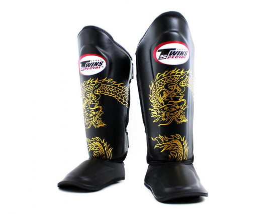 Twins Fancy Shin Guards Dragon Gold/Black