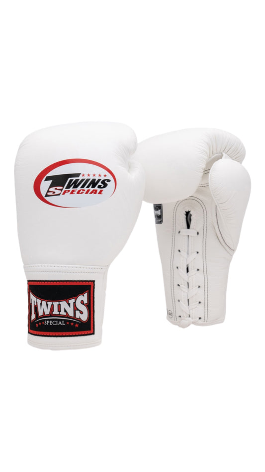 TWINS - Lace Up Boxing Gloves - White