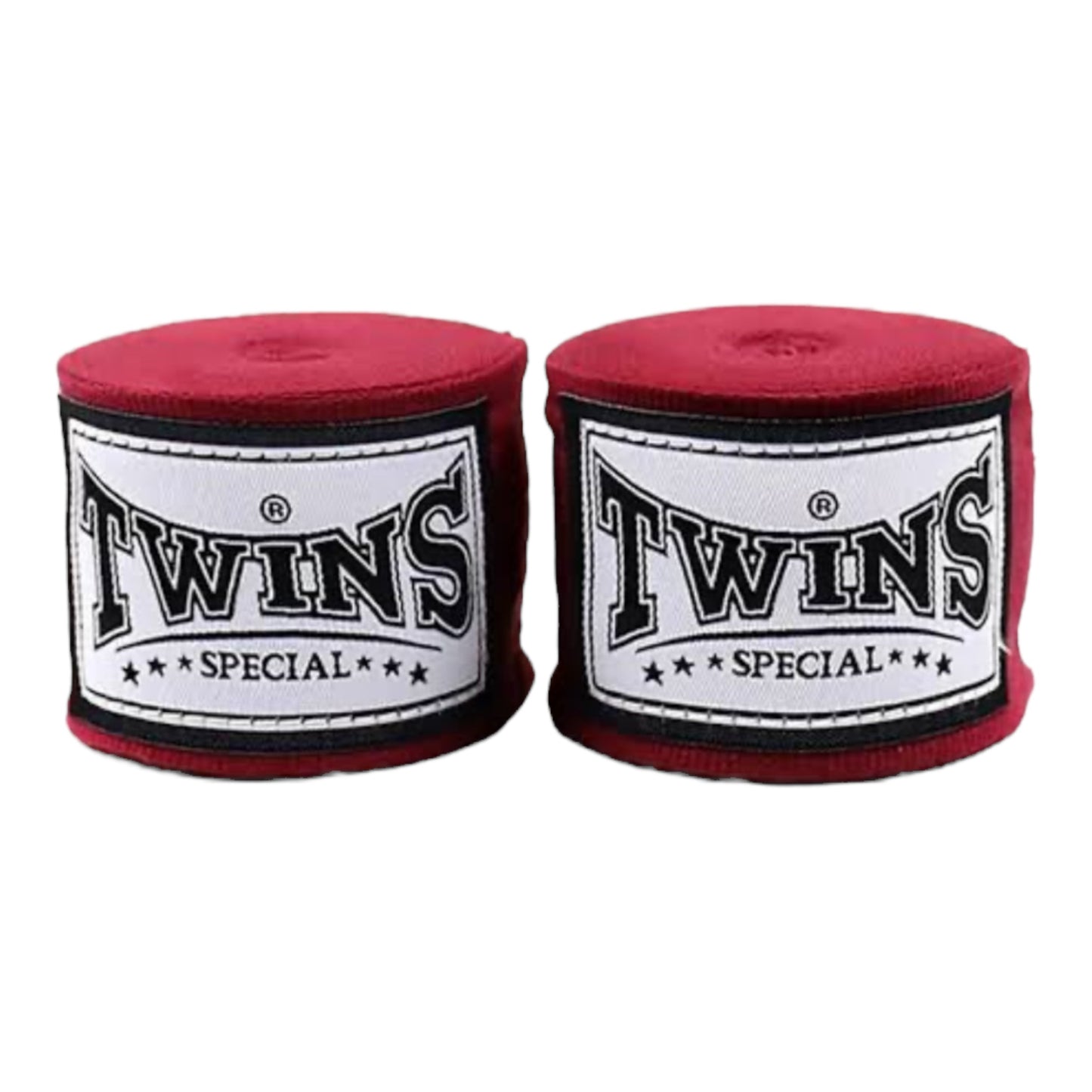 Twins Special Hand Wraps – maroon cotton wraps for wrist and knuckle support in Muay Thai and boxing.