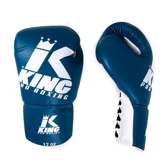 King Pro Laced boxing gloves blue side view – Muay Thai gear