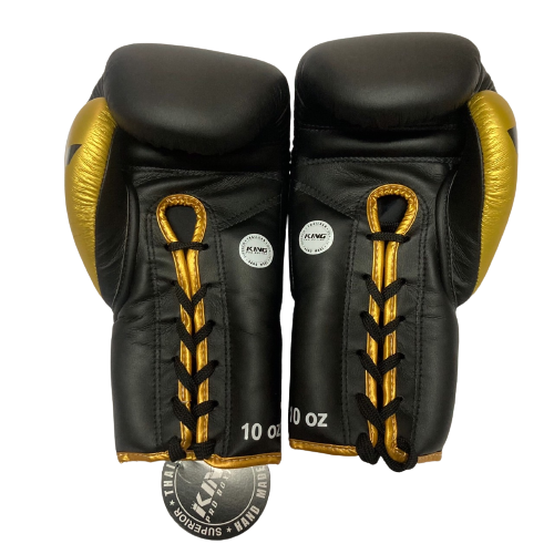 King Pro - Boxing Gloves Laced - Black and Gold