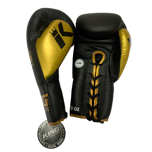 King Pro - Boxing Gloves Laced - Black and Gold