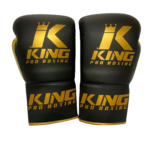 King Pro - Boxing Gloves Laced - Black and Gold