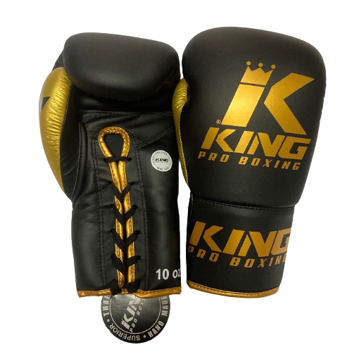 King Pro - Boxing Gloves Laced - Black and Gold