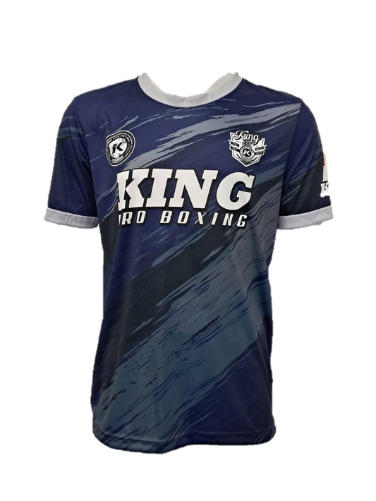 King Pro Wave T-Shirt – Blue front view with sublimated wave design