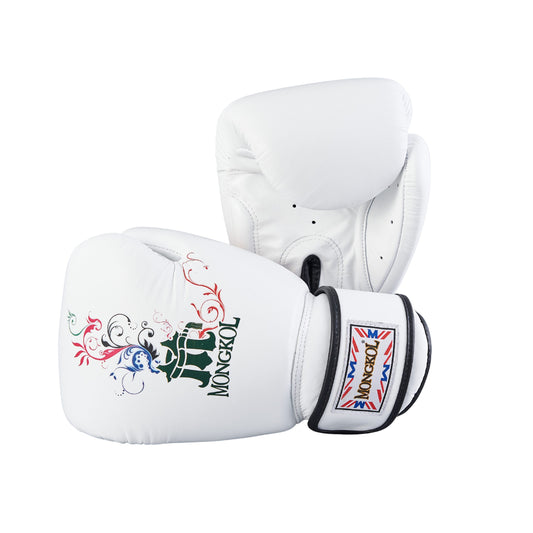 Mongkol Boxing Gloves White/Colorful Graphic