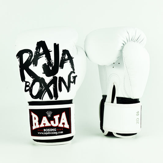 Raja - Boxing Gloves - Semi Leather - White