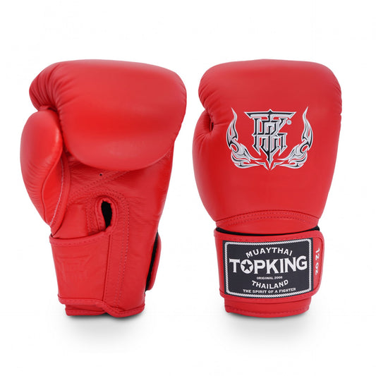 Top King SUPER SINGLE TONE Boxing Gloves – red leather gloves front view