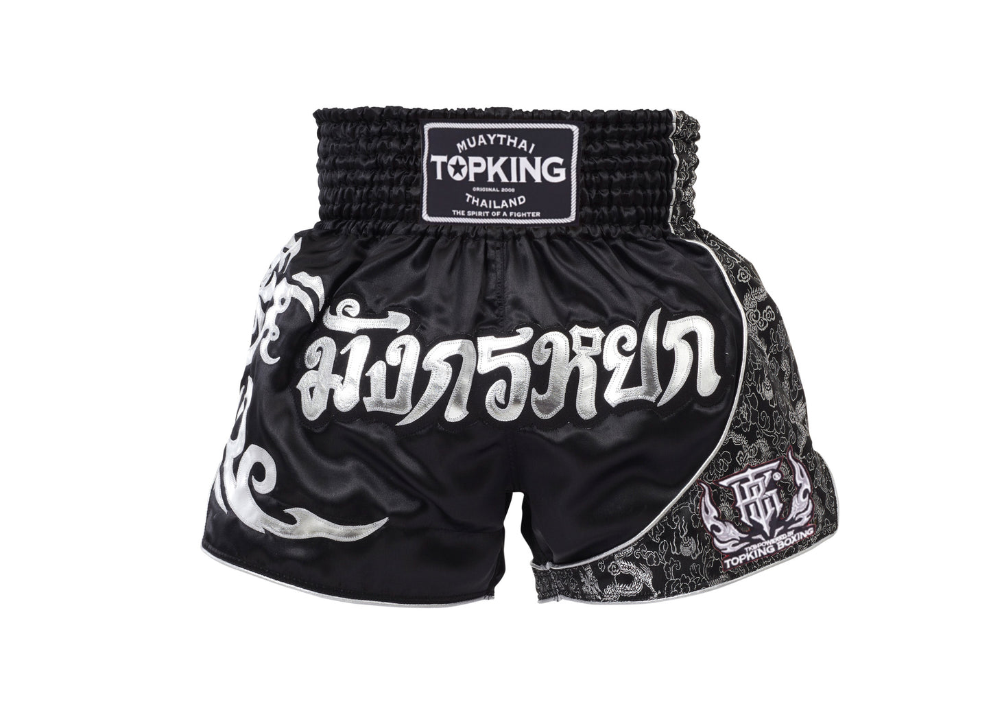 TopKing - Muay Thai shorts - Mung Korn Yok - Black/Silver