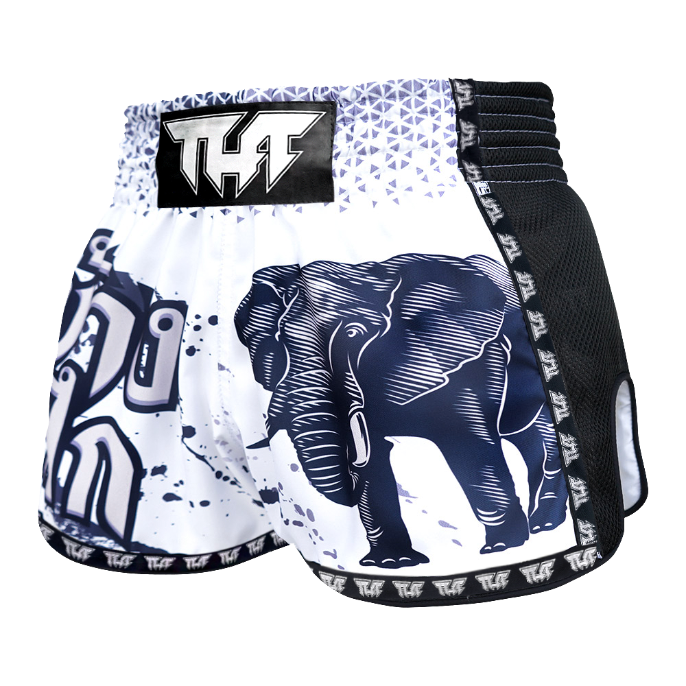 TUFF - Shorts - White War Elephant Retro Muay Thai – Cabra Fight Store