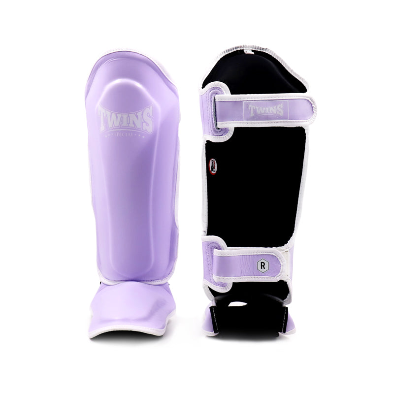 Twins SGL10P Pastel Lilac shin guards back view – Cabra Fight Store
