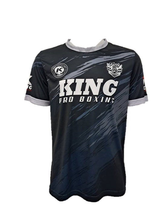 King Pro Wave T-Shirt – Black front view with sublimated wave design