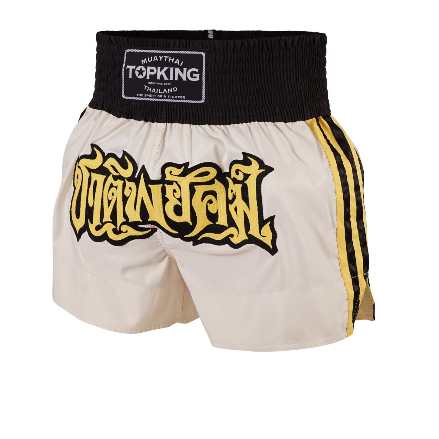 Top King Thai Boxing Shorts Cream 220  - Front