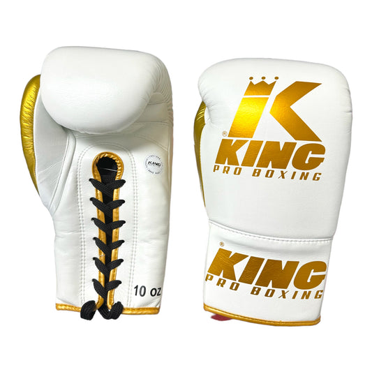 King Pro - Boxing Gloves Laced - White and Gold