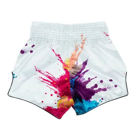 Fairtex White Funky Soul Muay Thai shorts front view – Sydney
