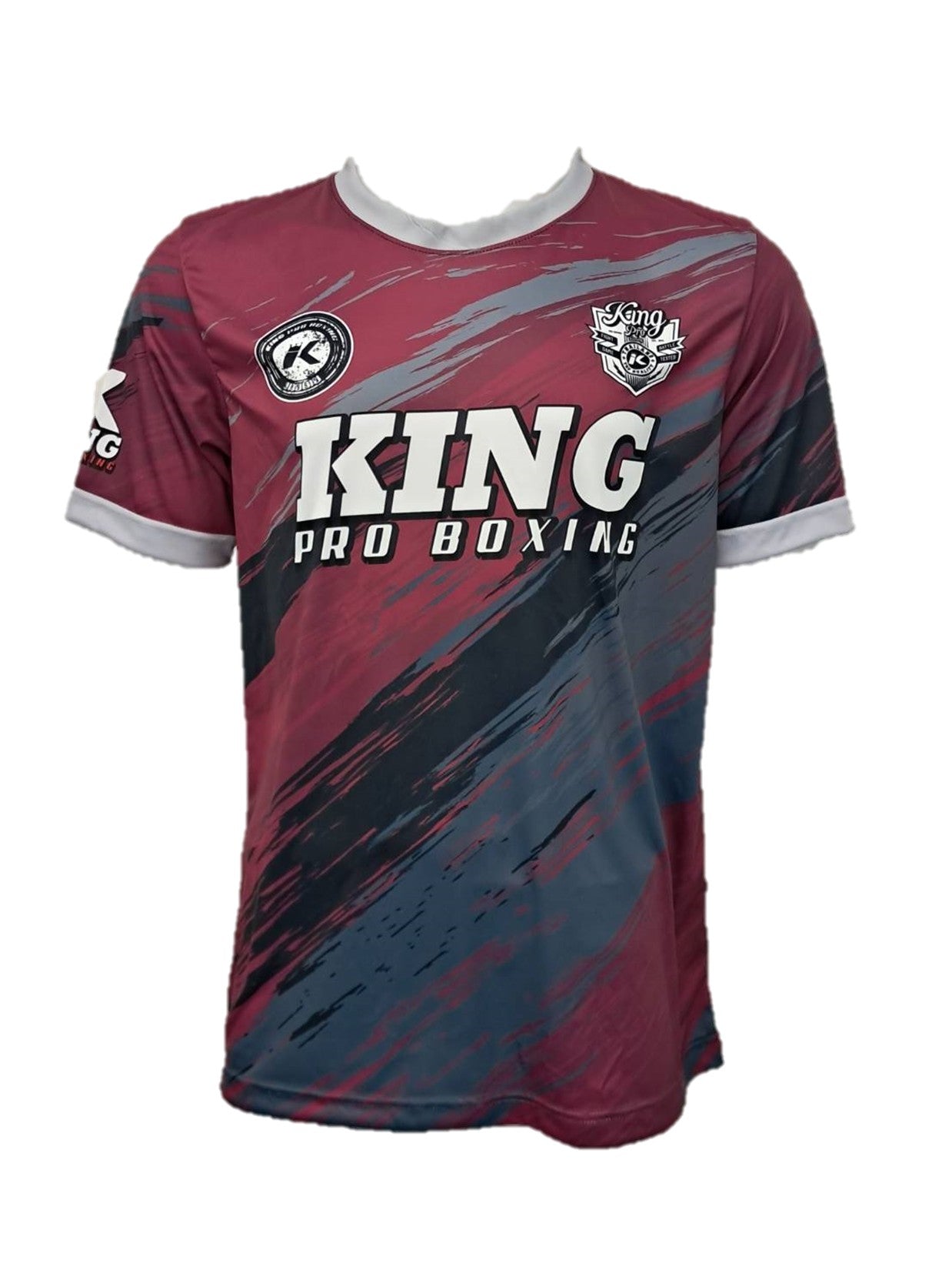 King Pro Wave T-Shirt – White front view with sublimated wave design