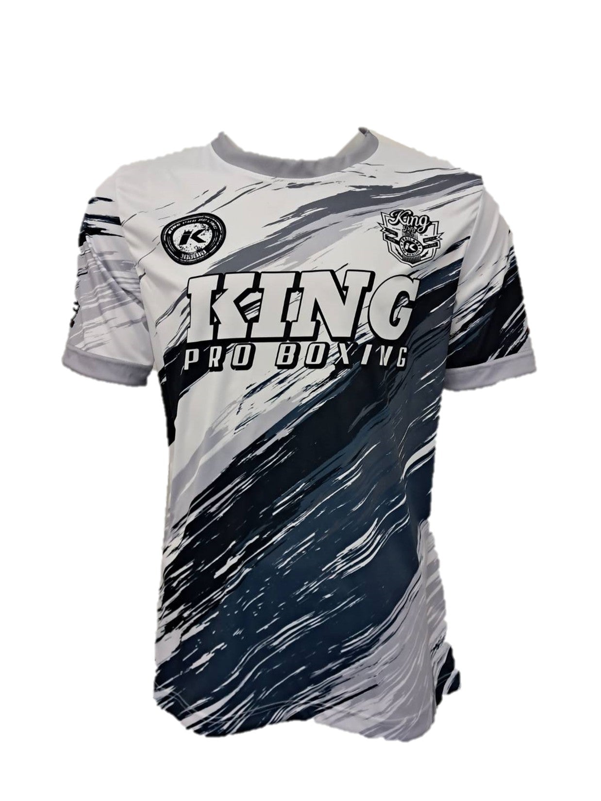 King Pro Wave T-Shirt – White front view with sublimated wave design