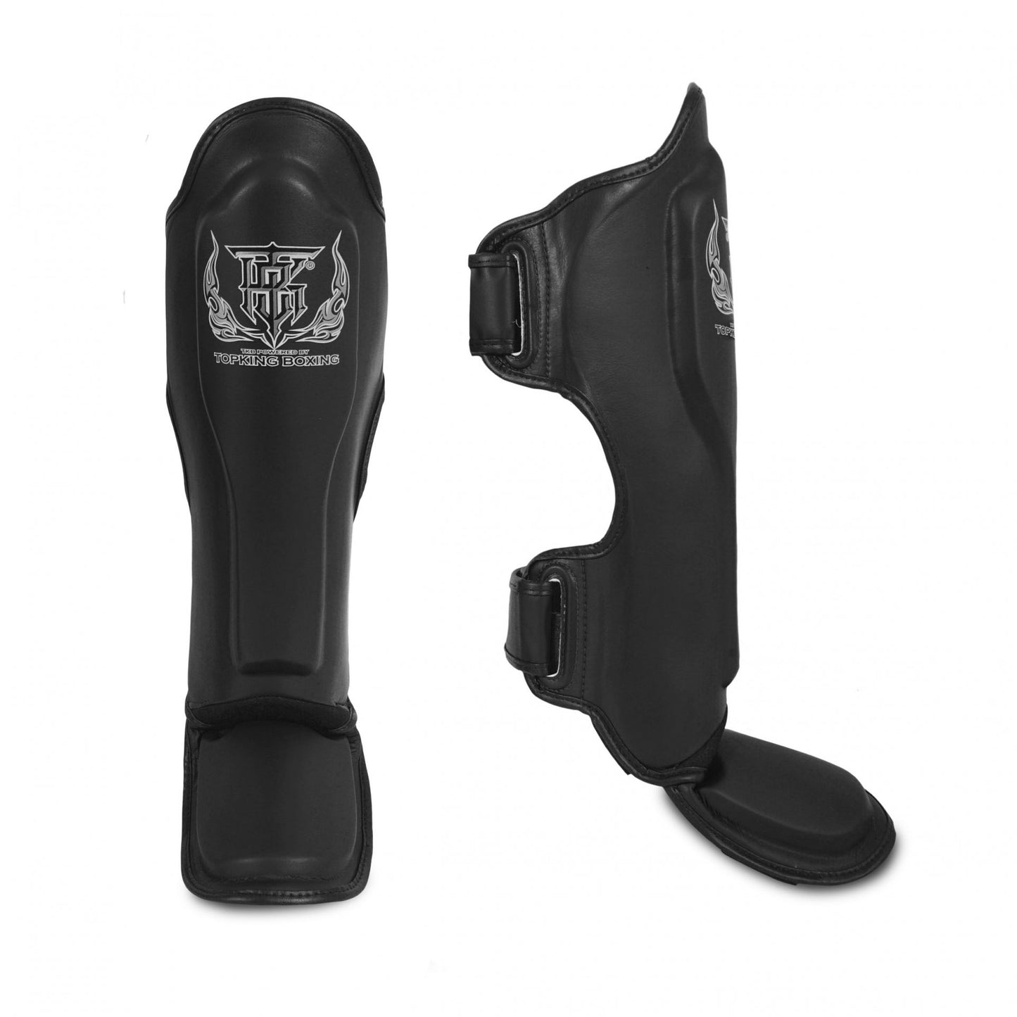 Top King Shin Guard Black – Premium Muay Thai shin protection for training and sparring