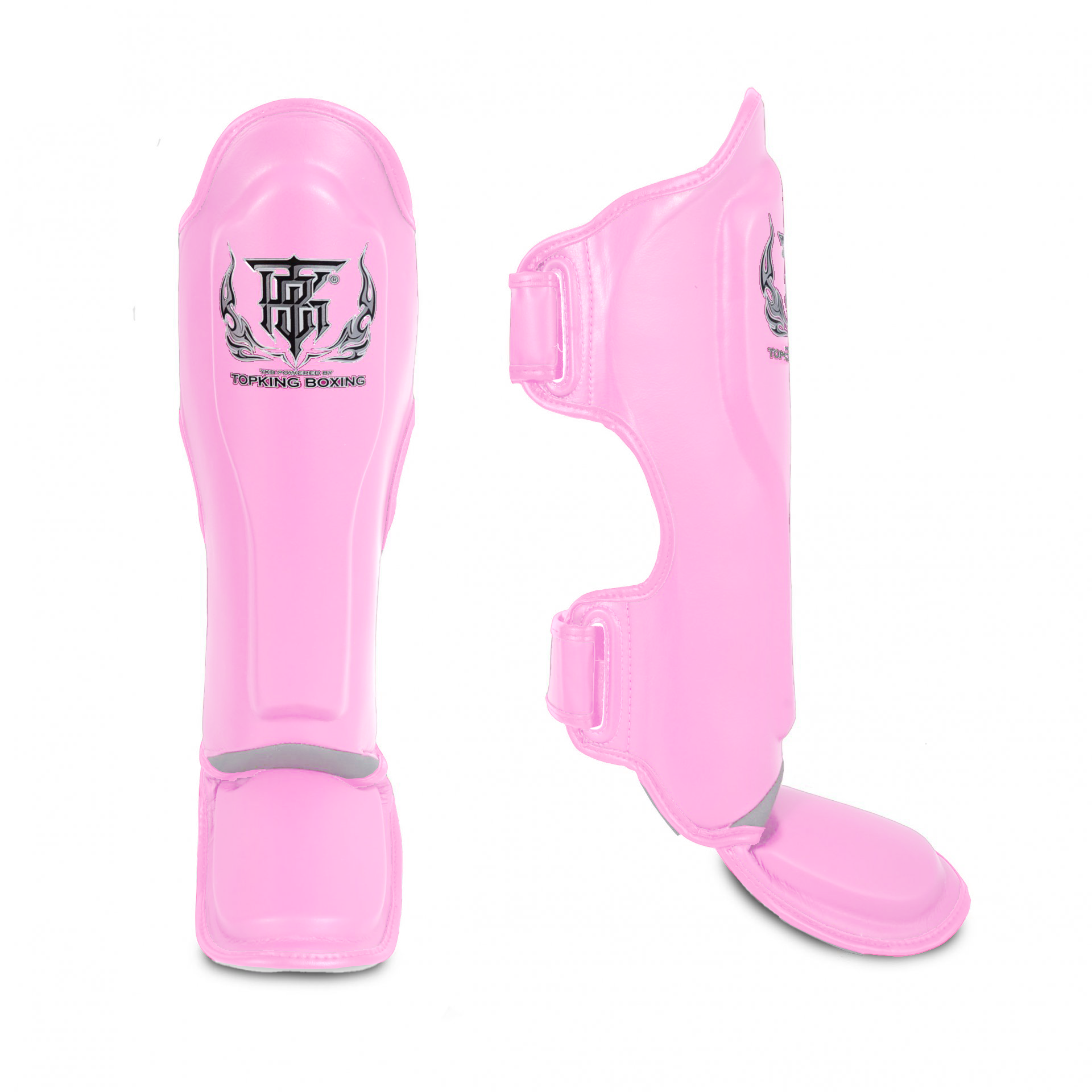 Top King Shin Guard Pink – Premium Muay Thai shin protection for training and sparring Front