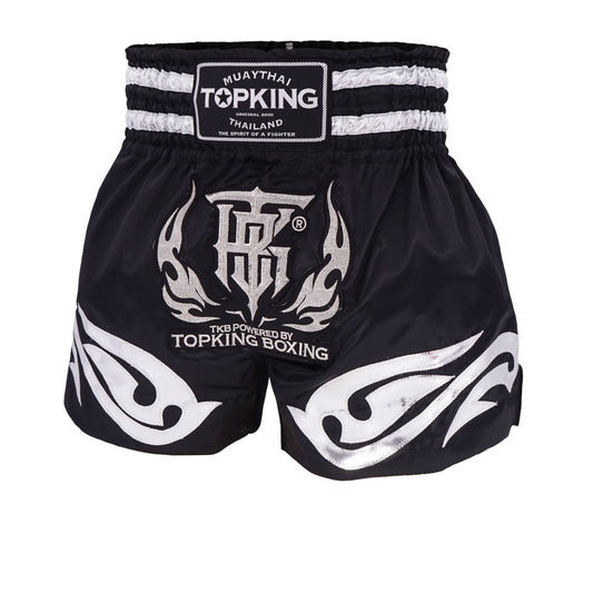 Top King Thai Boxing Shorts 234 – Authentic Muay Thai fight shorts in black front